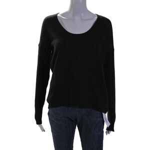 Helmut Womens Ribbed Long Sleeved Scoop Neck Solid Sweater Black Size S